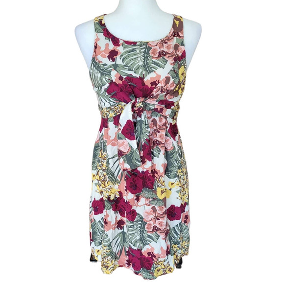 World Market Women's Tropical Tie Front Floral Sleeveless Dress. Size S/M‎ - Picture 1 of 10